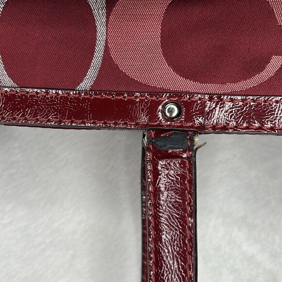 Coach Diaper Bag Maroon Burgundy Silver F20425 with Matching Small Bag - Picture 9 of 16